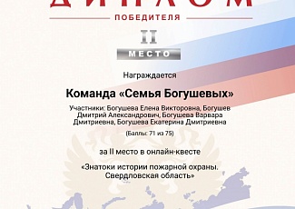 Белгородцы – призеры онлайн-квеста «Знатоки истории пожарной охраны. Свердловская область»